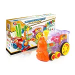 Puzzle Domino Car Electric Train With Sound And Light Music Automatic Licensing Electric Car Toy, Transparent, Yellow Bee, White Cow - Image 2