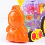 Puzzle Domino Car Electric Train With Sound And Light Music Automatic Licensing Electric Car Toy, Transparent, Yellow Bee, White Cow - Image 4