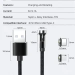 CC56 Dust Plug Rotating Magnetic Wire, Cbale Length: 2m, 2m Android Head, 2m Micro USB - Image 6