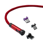 CC57 540 Degrees Rotary Magnetic Fast Charging Data Cable, 1m + 8 Pin + Type-C/USB-C + Micro USB + Red, 1m + Type-C/USB-C + Micro USB + Black, 2m + Type-C/USB-C + Micro USB + Red...