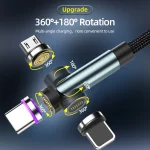 CC57 540 Degrees Rotary Magnetic Fast Charging Data Cable, 1m + 8 Pin + Type-C/USB-C + Micro USB + Red, 1m + Type-C/USB-C + Micro USB + Black, 2m + Type-C/USB-C + Micro USB + Red... - Image 4