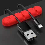 5 PCS 4 Holes Bear Silicone Desktop Data Cable Organizing And Fixing Device, 4 Holes