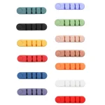 5 PCS 4 Holes Bear Silicone Desktop Data Cable Organizing And Fixing Device, 4 Holes - Image 2