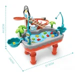 Penguin Stair Climbing Children Electric Magnetic Fishing Toy Multifunctional Game Set, Orange, Blue - Image 2