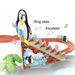 Penguin Stair Climbing Children Electric Magnetic Fishing Toy Multifunctional Game Set, Orange, Blue - Image 3