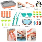 Penguin Stair Climbing Children Electric Magnetic Fishing Toy Multifunctional Game Set, Orange, Blue - Image 7