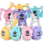 3 PCS Children Electronic Watch Cartoon Deformation Robot Toy Watch, Blue, Purple, Yellow, Pink - Image 2