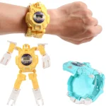 3 PCS Children Electronic Watch Cartoon Deformation Robot Toy Watch, Blue, Purple, Yellow, Pink - Image 4