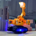 Children Light And Music Simulation Electric Excavator Car Toy, Style:, Police Car, Engineering Vehicle, Engineering Excavator, Engineering Bulldozer, Four-wheel Excavator - Image 6
