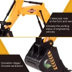 Children Light And Music Simulation Electric Excavator Car Toy, Style:, Police Car, Engineering Vehicle, Engineering Excavator, Engineering Bulldozer, Four-wheel Excavator - Image 2
