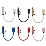 USB 3.0 Female to Micro USB + USB-C / Type-C Male Charging + Transmission OTG Nylon Braided Adapter Cable, Cable Length: 19cm, Golden, Silver, Black, Pink, Blue, Red - Image 3
