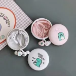 2 Pairs Cartoon Pattern Heavy Bass In-Ear Headphones Universal Wired Headphones with Microphone, White, Pink, Black, Light Blue - Image 2