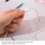 2 Pairs Cartoon Pattern Heavy Bass In-Ear Headphones Universal Wired Headphones with Microphone, White, Pink, Black, Light Blue - Image 4