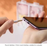 2 Pairs Cartoon Pattern Heavy Bass In-Ear Headphones Universal Wired Headphones with Microphone, White, Pink, Black, Light Blue - Image 5