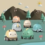 Cartoon Cute Pet Pull Back Car Children Mini Puzzle Inertia Car Toy, Bee, Dinosaur, Rhino, Deer, Puppy, Whale - Image 2