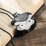 CONTACTS FAMILY CF1122A  AirPods Pro Leather Protective Case with Necklace for AirPods Pro, Black, Red, Blue, Green - Image 7