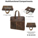 CONTACTS FAMILY  CF3010 Crazy Horse Leather Multifunctional Laptop Handbag For Macbook Pro 16 Inch, For Macbook Pro 16 Inch - Image 5