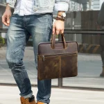 CONTACTS FAMILY  CF3010 Crazy Horse Leather Multifunctional Laptop Handbag For Macbook Pro 16 Inch, For Macbook Pro 16 Inch - Image 7