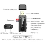 K9 USB Car Bluetooth 5.0 Adapter Receiver FM + AUX Audio Dual Output Stereo Transmitter (White) - Image 4