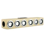 M1 Bluetooth Speaker Alarm Clock Wooden Wireless Desktop Loudspeaker, Yellow, Black