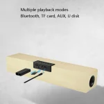 M1 Bluetooth Speaker Alarm Clock Wooden Wireless Desktop Loudspeaker, Yellow, Black - Image 5