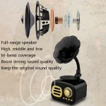 Ft-05 Wireless Retro Bluetooth Speaker Gramophone Mini Player, Gold, Pink, Walnut, Red, Black - Image 2