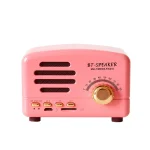 BT01 Retro Bluetooth Wireless Mini Speaker Portable Radio Support TF Card, Pink, Blue, Black, Red, Wood Grain - Image 7