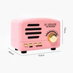 BT01 Retro Bluetooth Wireless Mini Speaker Portable Radio Support TF Card, Pink, Blue, Black, Red, Wood Grain - Image 2