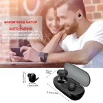 Y30 Wireless Bluetooth Headset 5.0 In-Ear Mini Earphone, Black, White, Digital Display Black - Image 2