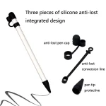 2 PCS 3 In 1 Anti-lost Pen Cap + Anti-lost Conversion Cable + Pen Tip Protective Case Set For Apple Pencil, Night Blue, Red, Yellow, Rose Red - Image 5