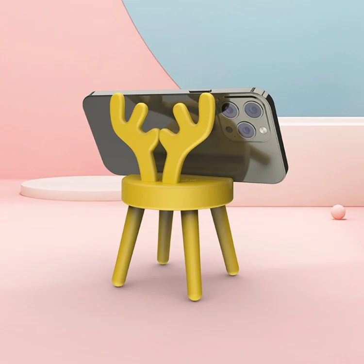 TBD05765296_B5.webp Cartoon Chair Shape Desktop Mobile Phone Holder Cute Mini Universal Phone Rack, Deer(Pink), Deer(Green), Deer(Yellow) - Image 6