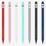 2 Sets 4 In 1 Stylus Silicone Protective Cover + Anti-Lost Rope + Double Pen Nip Cover Set For Apple Pencil 1, Jade White, Ink Black, Mint Green, Fresh Pink, Red, Midnight Blue, Business Gray - Image 2