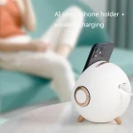 Mini Desktop Multi-Function Smart Wireless Charging Bluetooth Speaker with Alarm Clock & Phone Holder Function - Image 5