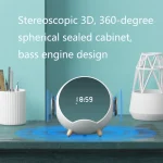 Mini Desktop Multi-Function Smart Wireless Charging Bluetooth Speaker with Alarm Clock & Phone Holder Function - Image 6