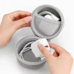 Baona BN-F009 Oxford EVA Storage Bag Box with Carabiner for Headphone / Earphone & Data Cable, Gray, Black - Image 7