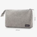 Baona BN-E002 Dual-layer Digital Storage Bag Data Cable Travel Organizing Bag, Grey, Black - Image 3