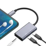 3 in 1 USB-C / Type-C Male to 3.5mm + PD 60W Female Charging & Digital Audio Adapter, Black, Grey - Image 4