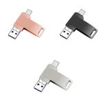 USB 3.0 + 8 Pin + USB-C / Type-C 3 in 1 Phone Computer Metal Rotatable U-Disk, 16 GB, 32GB, 64GB, 128GB, 256GB, 512GB - Image 2