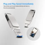 USB 3.0 + 8 Pin + USB-C / Type-C 3 in 1 Phone Computer Metal Rotatable U-Disk, 16 GB, 32GB, 64GB, 128GB, 256GB, 512GB - Image 5