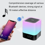 MUSKY Wireless Bluetooth Speaker Bedside Alarm Clock Touch Sensor Night Lamp Mini Speaker, Colorful Light, White Light - Image 4