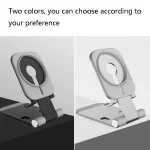 Magsafe Wireless Charging Stand Aluminum Alloy Folding Desktop Live Bracket, Silver, Dark Gray - Image 2