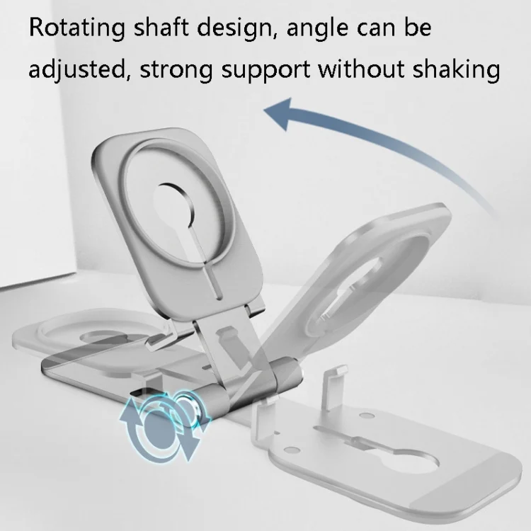 TBD0601675801_B3.webp Magsafe Wireless Charging Stand Aluminum Alloy Folding Desktop Live Bracket, Silver, Dark Gray - Image 4
