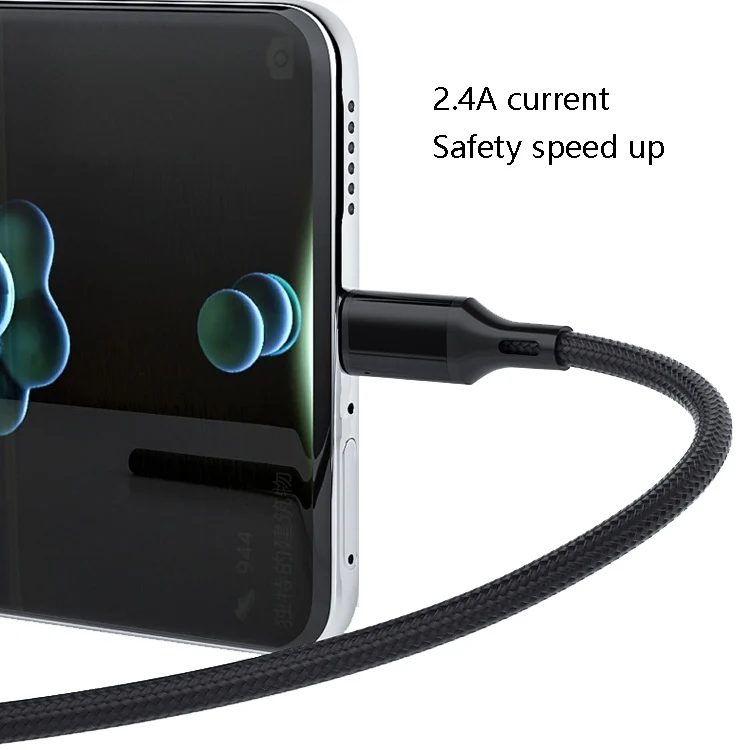 TBD0601677605_B5.webp 4 PCS 2.4A USB-C / Type-C to USB Braided Fast Charging Sync Data Cable, Length:, 0.25m (Red), 0.25m (Blue), 0.25m (Black), 0.25m (Silver), 1m (Red) - Image 6
