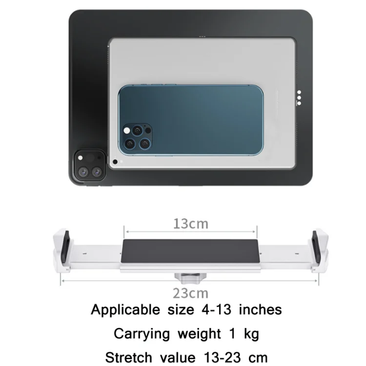 TBD0601869501_B3.webp P67 Desktop Folding Mobile Phone Chuck Holder For 4-13 Inch Mobile Phone/Tablet, Silver, Grey - Image 4