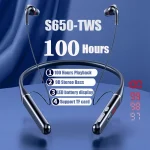 S650 HIFI Bluetooth Wireless Neckband Earphone Support TF Card, S650 Black - Image 2