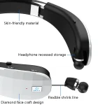 Telescopic Neck-Mounted Folding Bluetooth Earphone, Black, White - Image 2