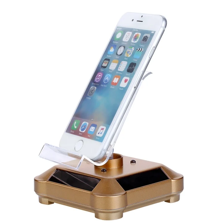 Solar Turntable Mobile Phone Stand Display Stand With Coloful Light, Gold, Silver, Black, White
