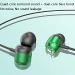 2 PCS TS6000 3.5mm Metal Elbow In-Ear Wired Control Earphone with Mic, White, Red, Green, Black - Image 3