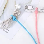 20 PCS Silicone Data Cable Storage Strap Cable Organizer, 21cm Yellow, 21cm Red, 21cm Green, 21cm Blue, 21cm Orange, 21cm Pink, 21cm Brown, 21cm Grey - Image 5