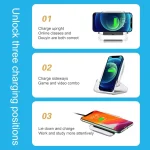 A9191 3 in 1 Multifunctional Vertical Wireless Charger, Black, White, Blue - Image 4